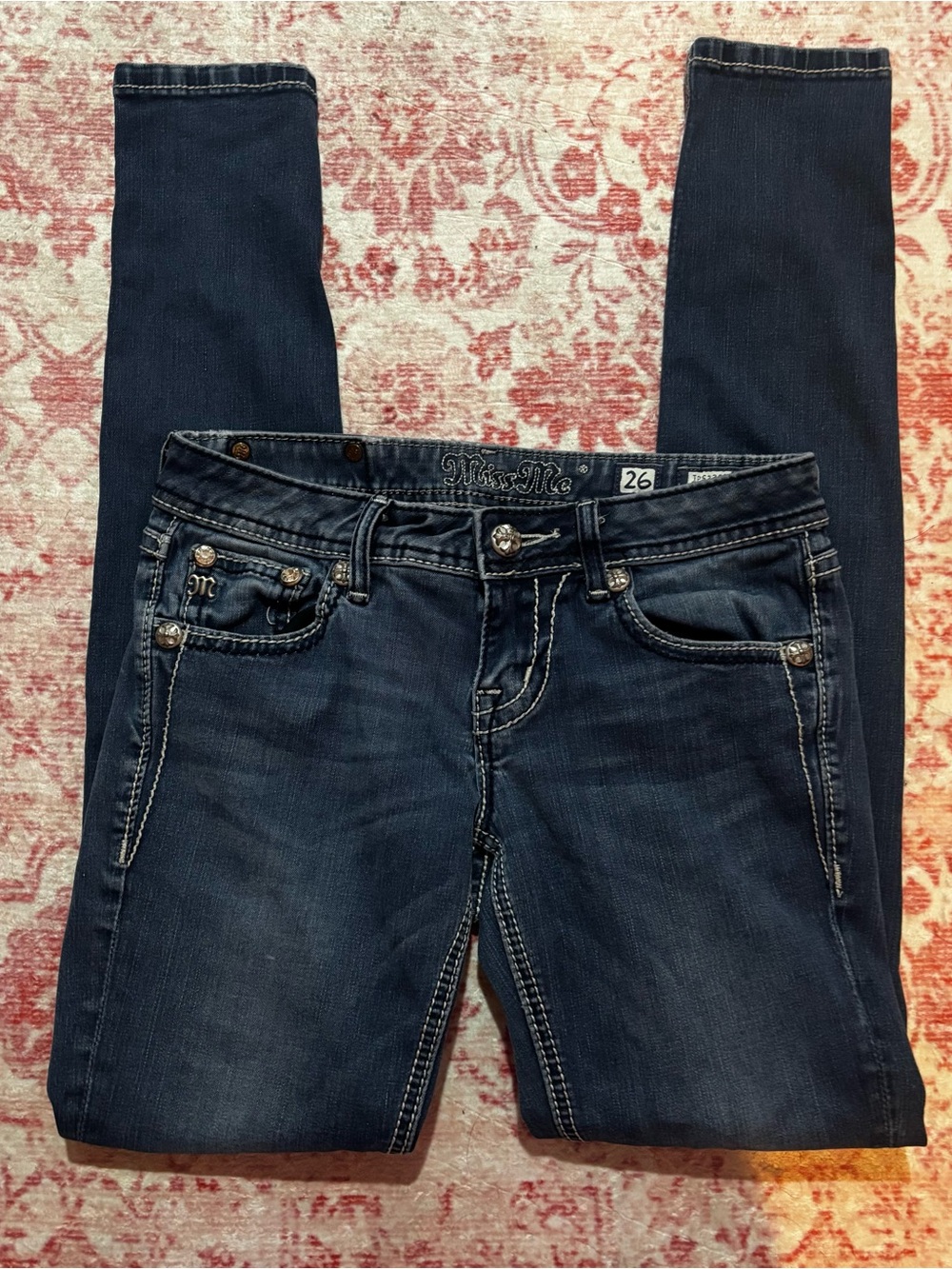 Miss Me Indigo Skinny Jeans with Contrast Stitching